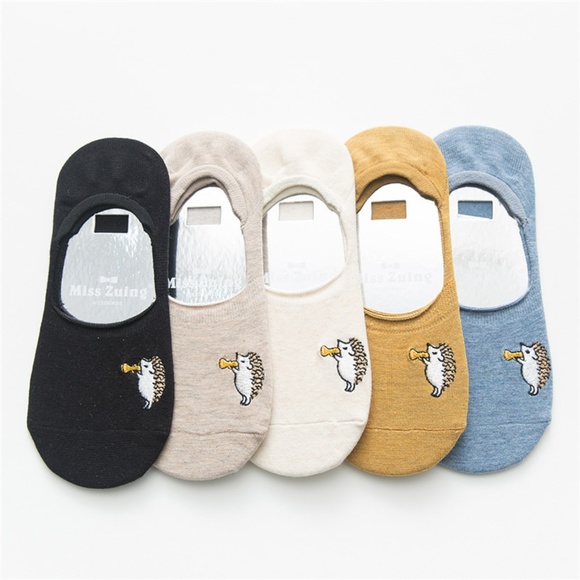 Accessories - 5 Pairs Women Hedgehog No Show Ankle Socks